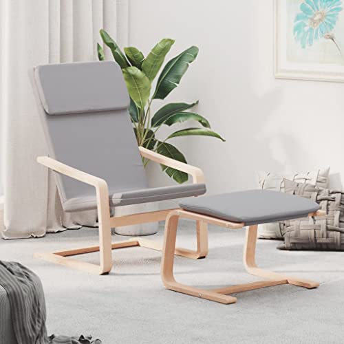 HOMEELIKE Relaxsessel mit Hocker Hellgrau Stoff HOMEELIKE Relaxsessel mit Hocker Hellgrau Stoff von HOMEELIKE