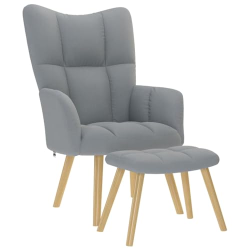HOMEELIKE Relaxsessel mit Hocker Hellgrau Stoff HOMEELIKE Relaxsessel mit Hocker Hellgrau Stoff von HOMEELIKE