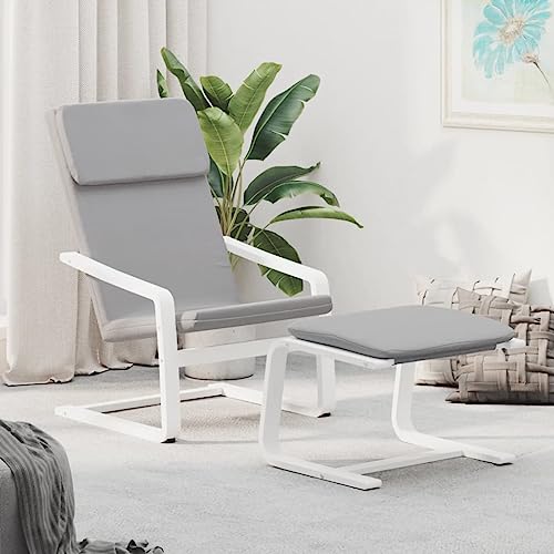 HOMEELIKE Relaxsessel mit Hocker Hellgrau Stoff HOMEELIKE Relaxsessel mit Hocker Hellgrau Stoff von HOMEELIKE