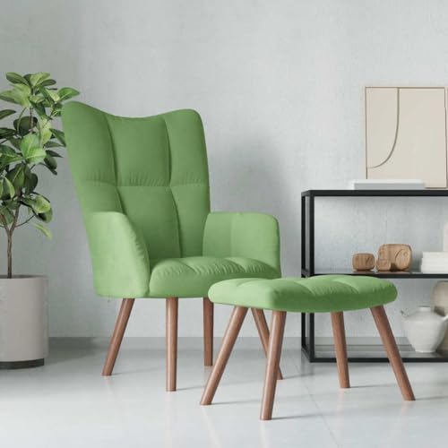 HOMEELIKE Relaxsessel mit Hocker Hellgruen Samt HOMEELIKE Relaxsessel mit Hocker Hellgruen Samt von HOMEELIKE