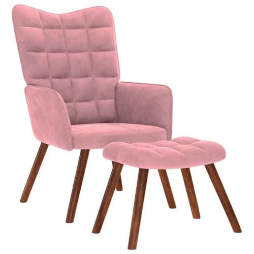 HOMEELIKE Relaxsessel mit Hocker Rosa Samt von HOMEELIKE