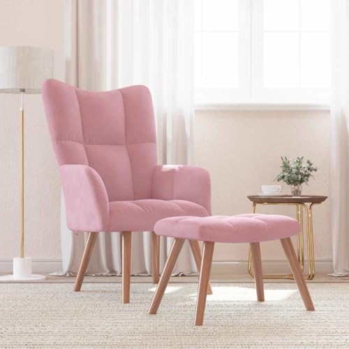 HOMEELIKE Relaxsessel mit Hocker Rosa Samt HOMEELIKE Relaxsessel mit Hocker Rosa Samt von HOMEELIKE