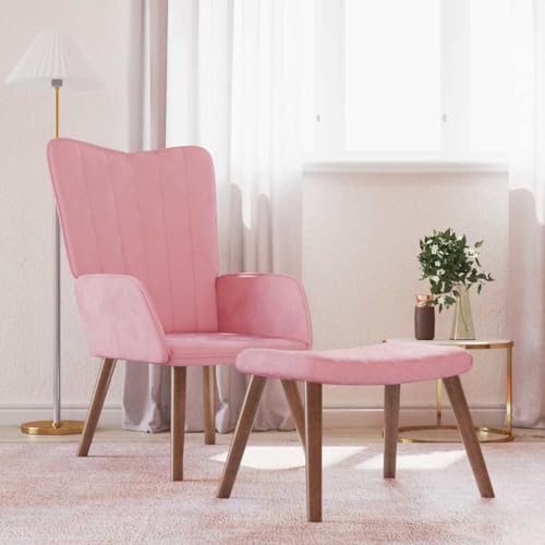 HOMEELIKE Relaxsessel mit Hocker Rosa Samt HOMEELIKE Relaxsessel mit Hocker Rosa Samt von HOMEELIKE