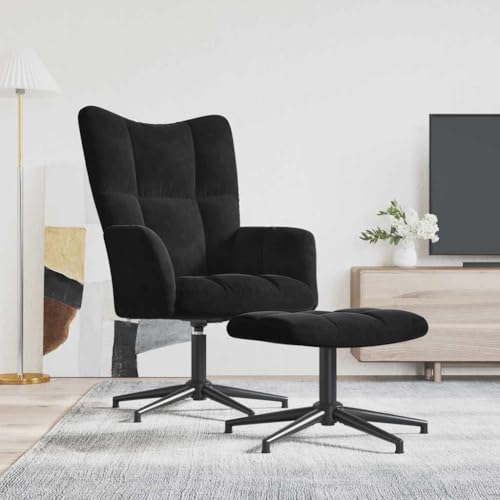 HOMEELIKE Relaxsessel mit Hocker Schwarz Samt HOMEELIKE Relaxsessel mit Hocker Schwarz Samt von HOMEELIKE