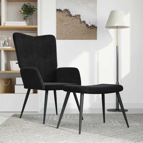 HOMEELIKE Relaxsessel mit Hocker Schwarz Samt HOMEELIKE Relaxsessel mit Hocker Schwarz Samt von HOMEELIKE