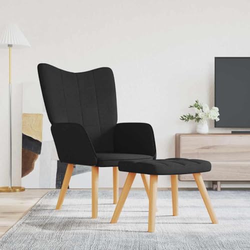 HOMEELIKE Relaxsessel mit Hocker Schwarz Stoff HOMEELIKE Relaxsessel mit Hocker Schwarz Stoff von HOMEELIKE