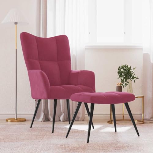 HOMEELIKE Relaxsessel mit Hocker Weinrot Samt HOMEELIKE Relaxsessel mit Hocker Weinrot Samt von HOMEELIKE