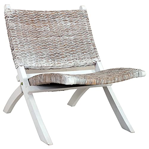 HOMEELIKE Relaxstuhl Weiss Natur Kubu-Rattan und Massivholz Mahagoni HOMEELIKE Relaxstuhl Weiss Natur Kubu-Rattan und Massivholz Mahagoni von HOMEELIKE