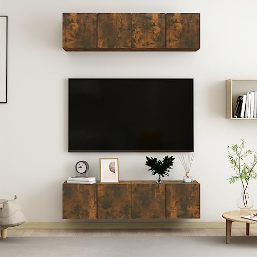 HOMEELIKE Robuste Wandregale f¨¹r TV-Bereich 4 St¨¹ck in R?uchereiche Optik ideal f¨¹r Wohnzimmer HOMEELIKE Robuste Wandregale f¨¹r TV-Bereich 4 St¨¹ck in R?uchereiche Optik ideal f¨¹r Wohnzimmer von HOMEELIKE