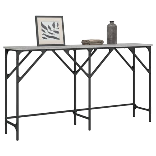 HOMEELIKE Robuster Konsolentisch in Grau Sonoma 140 cm lang ideal Fuer Flur oder Wohnzimmer von HOMEELIKE
