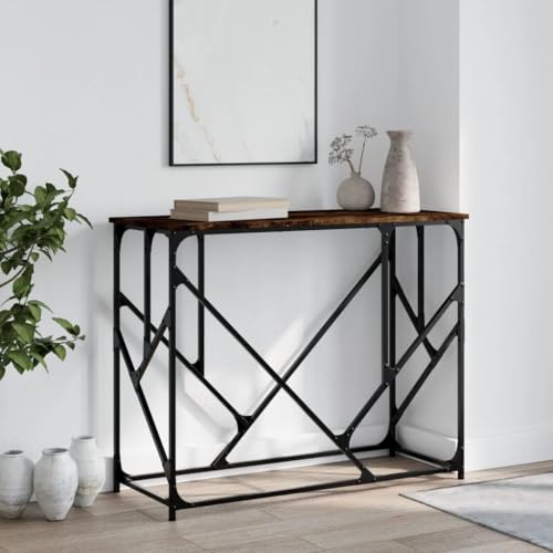 HOMEELIKE Robuster Konsolentisch in R?uchereiche Optik 100x40x80 cm Metallgestell Verstellbare Beine Dekoration HOMEELIKE Robuster Konsolentisch in R?uchereiche Optik 100x40x80 cm Metallgestell Verstellbare Beine Dekoration von HOMEELIKE