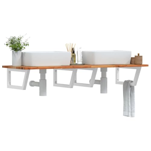 HOMEELIKE Robustes Waschbecken Ablageregal aus Stahl und Massivholz Wandregal f¨¹r Badezimmer HOMEELIKE Robustes Waschbecken Ablageregal aus Stahl und Massivholz Wandregal f¨¹r Badezimmer von HOMEELIKE