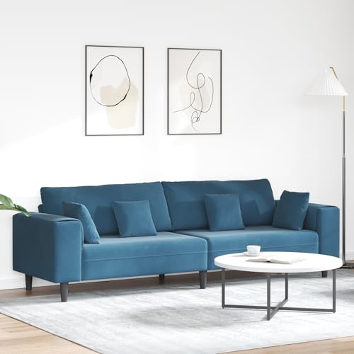 HOMEELIKE Samt Sofa mit Kissen mit Kissen Blau 208 cm Samt von HOMEELIKE