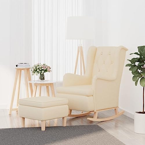 HOMEELIKE Schaukelsessel mit Hocker Creme Stoff HOMEELIKE Schaukelsessel mit Hocker Creme Stoff von HOMEELIKE