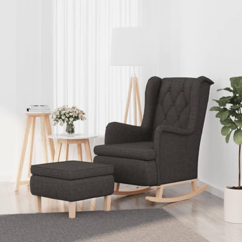 HOMEELIKE Schaukelsessel mit Hocker Dunkelgrau Stoff HOMEELIKE Schaukelsessel mit Hocker Dunkelgrau Stoff von HOMEELIKE