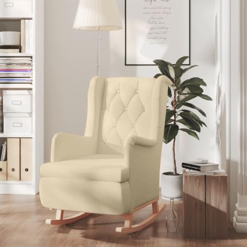HOMEELIKE Schaukelsessel mit Kautschukholz-Beinen Creme Stoff HOMEELIKE Schaukelsessel mit Kautschukholz-Beinen Creme Stoff von HOMEELIKE