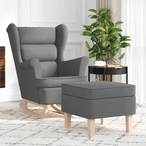 HOMEELIKE Schaukelstuhl mit Fu?hocker Dunkelgrau Stoff HOMEELIKE Schaukelstuhl mit Fu?hocker Dunkelgrau Stoff von HOMEELIKE