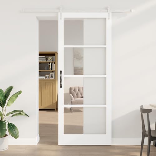 HOMEELIKE Schiebet¨¹r mit Beschl?gen Set Wei? 93x232 cm Massivholz Kiefer von HOMEELIKE
