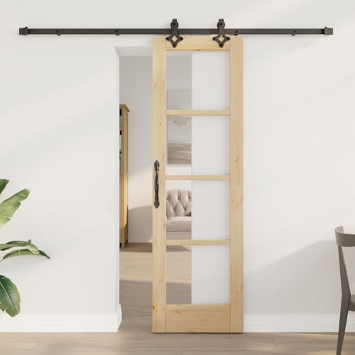 HOMEELIKE Schiebet¨¹r mit Beschlagsatz 61x198.5 cm Massivholz Kiefer von HOMEELIKE