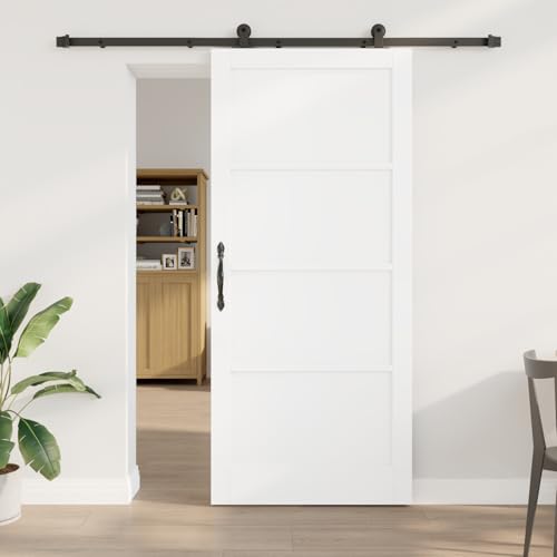HOMEELIKE Schiebet¨¹r mit Beschlagsatz Wei? 93x211 cm aus massivem Kiefernholz von HOMEELIKE