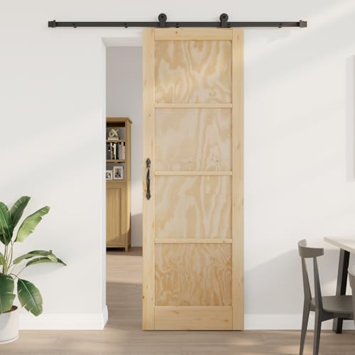 HOMEELIKE Schiebet¨¹r mit Hardware-Set 78x232 cm aus massivem Kiefernholz von HOMEELIKE
