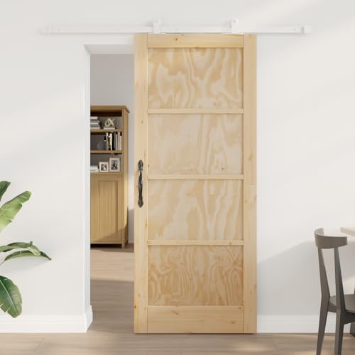 HOMEELIKE Schiebet¨¹r mit Hardware-Set 83x202 cm aus massivem Kiefernholz von HOMEELIKE