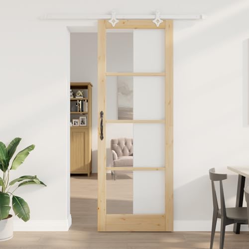HOMEELIKE Schiebet¨¹r mit Hardware-Set 83x232 cm Massivholz Kiefer von HOMEELIKE