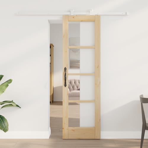 HOMEELIKE Schiebet¨¹r mit Hardware-Set 'ORKDAL'Massivholz & Glas von HOMEELIKE