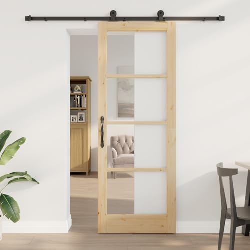 HOMEELIKE Schiebet¨¹r mit Hardware-Set 'ORKDAL'Massivholz & Glas von HOMEELIKE