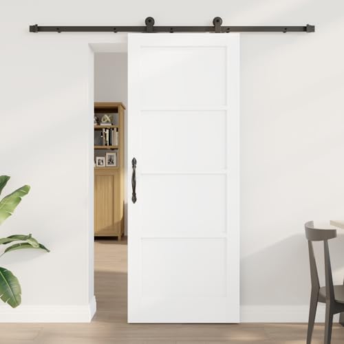 HOMEELIKE Schiebet¨¹r mit Hardware Set Wei? 78x202 cm Massivholz Kiefer von HOMEELIKE