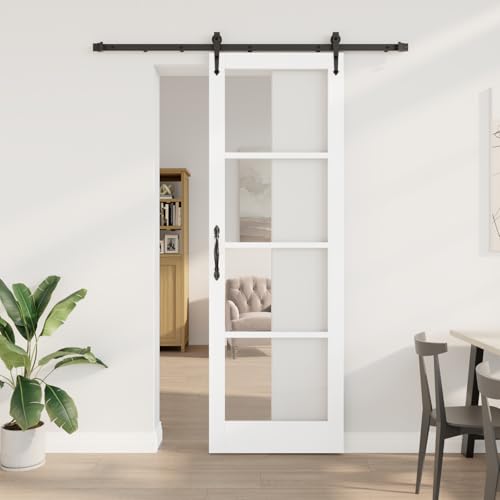 HOMEELIKE Schiebet¨¹r mit Hardware-Set Wei? 78x232 cm Massivholz Kiefer von HOMEELIKE