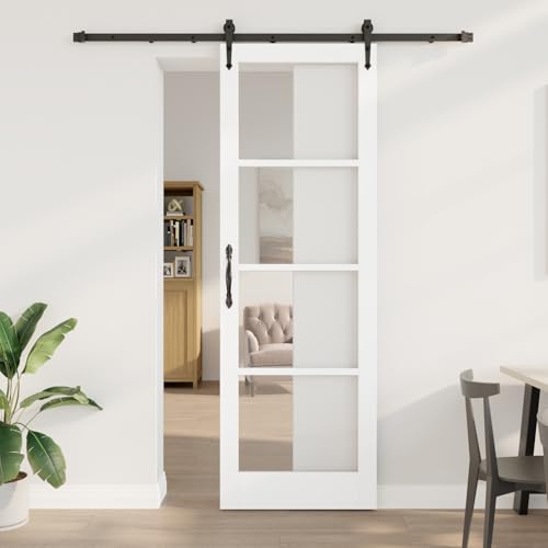 HOMEELIKE Schiebet¨¹r mit Hardware-Set Wei? 78x232 cm Massivholz Kiefer von HOMEELIKE