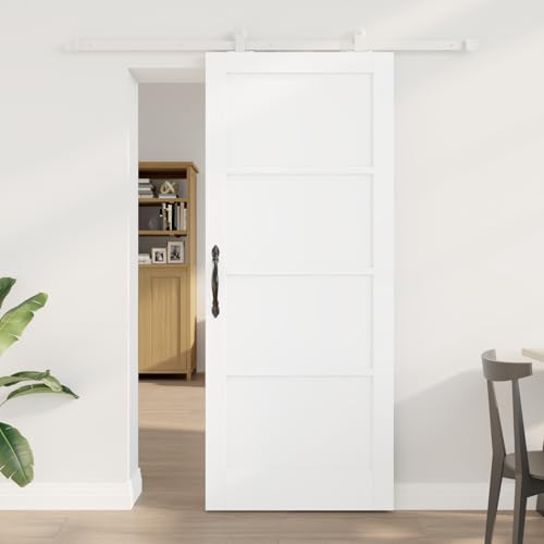 HOMEELIKE Schiebet¨¹r mit Hardware-Set Wei? 83x202 cm Massivholz Kiefer von HOMEELIKE