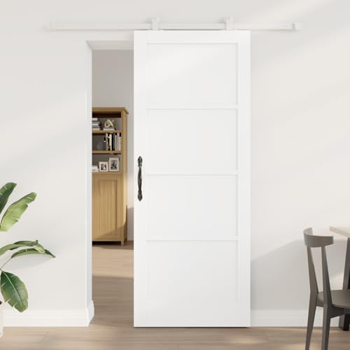 HOMEELIKE Schiebet¨¹r mit Hardware-Set Wei? 83x211 cm Massivholz Kiefer von HOMEELIKE