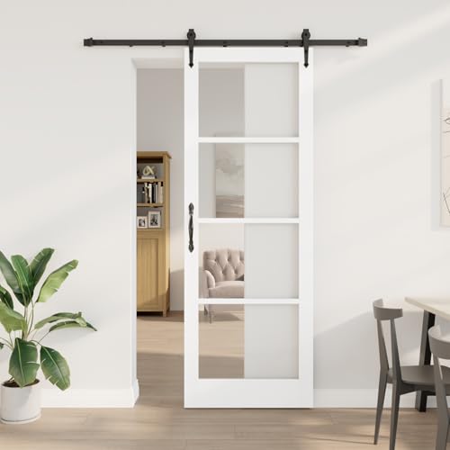 HOMEELIKE Schiebet¨¹r mit Hardware Set Wei? 83x232 cm Massivholz Kiefer von HOMEELIKE