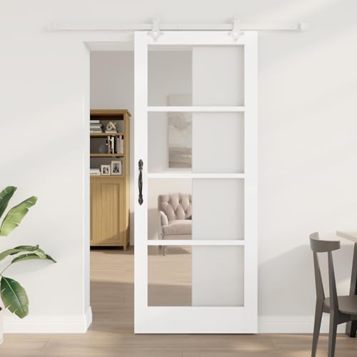 HOMEELIKE Schiebet¨¹r mit Hardware-Set Wei? 86x211 cm Massivholz Kiefer von HOMEELIKE