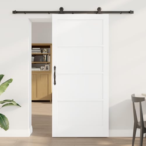 HOMEELIKE Schiebet¨¹r mit Hardware-Set Wei? 93x202 cm Massivholz Kiefer von HOMEELIKE