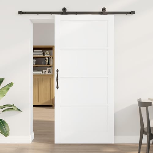 HOMEELIKE Schiebet¨¹r mit Hardware Set Wei? 93x202 cm Solides Holz Kiefer von HOMEELIKE