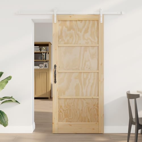 HOMEELIKE Schiebet¨¹r mit Montageset 86x198.5 cm Massivholz Kiefer von HOMEELIKE