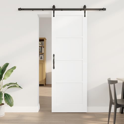 HOMEELIKE Schiebet¨¹r mit Montageset Wei? 73.5x211 cm aus Kiefernholz von HOMEELIKE