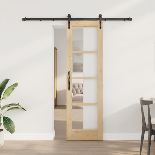 HOMEELIKE Schiebet¨¹r mit Zubeh?rset 61x198,5 cm Massivholz Kiefer von HOMEELIKE