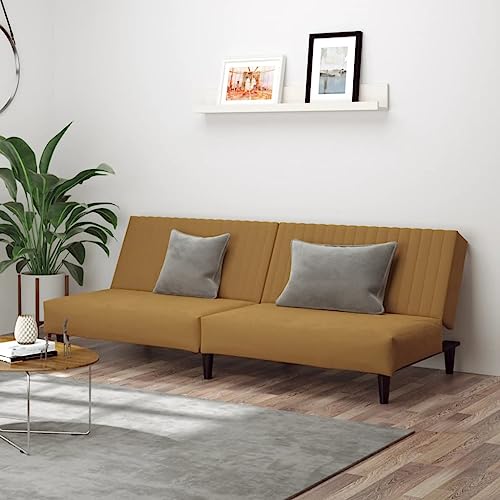 HOMEELIKE Schlafsofa 2-Sitzer Braun Samt: Schnell in Bett verwandelbar, Robust Fuer Verschiedene Raeume HOMEELIKE Schlafsofa 2-Sitzer Braun Samt: Schnell in Bett verwandelbar, Robust Fuer Verschiedene Raeume von HOMEELIKE