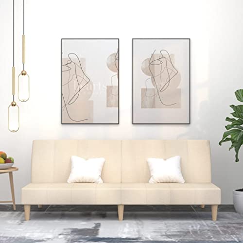 HOMEELIKE Schlafsofa 2-Sitzer Creme Stoff von HOMEELIKE