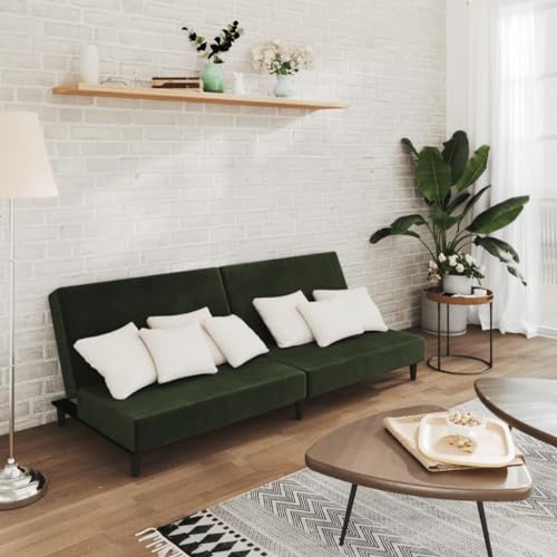 HOMEELIKE Schlafsofa 2-Sitzer Dunkelgr¨¹n Samt von HOMEELIKE