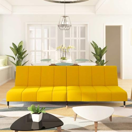 HOMEELIKE Schlafsofa 2-Sitzer Gelb Samt von HOMEELIKE
