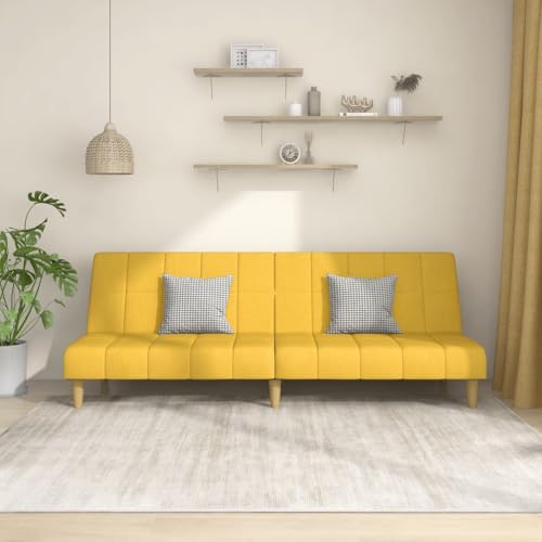 HOMEELIKE Schlafsofa 2-Sitzer Gelb Stoff von HOMEELIKE