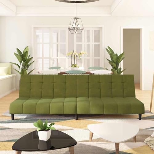 HOMEELIKE 2-Sitzer Schlafsofa in Hellgruenem Samt - 2-in-1-Funktion Fuer Wohnzimmer, Keller und mehr HOMEELIKE 2-Sitzer Schlafsofa in Hellgruenem Samt - 2-in-1-Funktion Fuer Wohnzimmer, Keller und mehr von HOMEELIKE