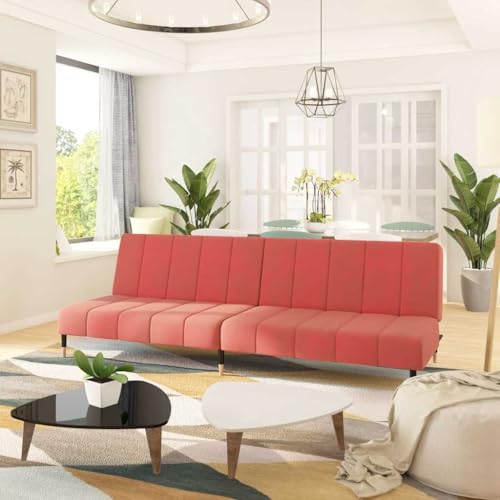 HOMEELIKE Schlafsofa 2-Sitzer in Rosa Samt Weich, Robust, Vielseitig Fuer Wohnzimmer, Studentenzimmer UVM. von HOMEELIKE