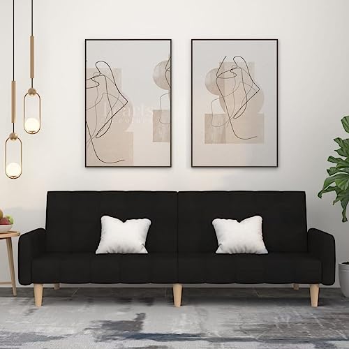 HOMEELIKE Schlafsofa 2-Sitzer Schwarz Stoff HOMEELIKE Schlafsofa 2-Sitzer Schwarz Stoff von HOMEELIKE