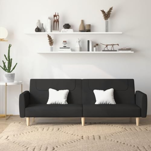 HOMEELIKE Schlafsofa 2-Sitzer Schwarz Stoff von HOMEELIKE